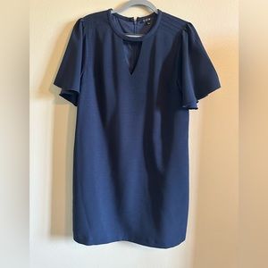 Navy Keyhole Flutter Sleeve Dress - Size Large - Worn Once